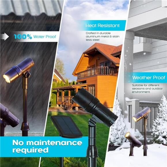 Solar Powered Spotlight, 2 Pack, 50 Lumens, Adjustable Height - Picture 5 of 7